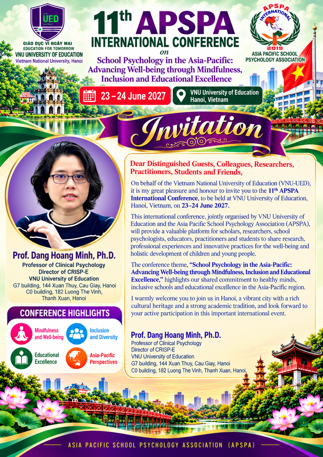 11th APSPA International Conference invitation